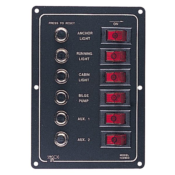SEA-DOG 422800-1 ALUMINUM CIRCUIT BREAKER PANEL - 6 CIRCUIT