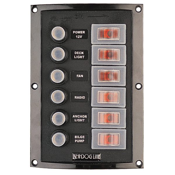 SEA-DOG 424806-1 SPLASH GUARD CIRCUIT BREAKER PANEL - 6 CIRCUIT