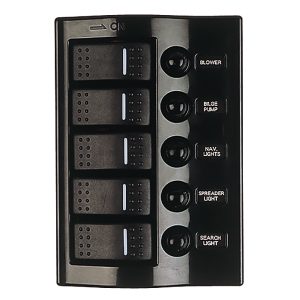 SEA-DOG 425800-1 NYLON CIRCUIT BREAKER PANEL - 5 CIRCUIT - WAVE STYLE