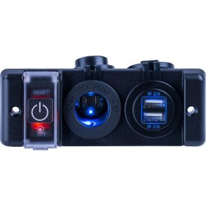 SEA-DOG 426506-1 DOUBLE USB & POWER SOCKET PANEL W/BREAKER SWITCH