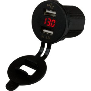 SEA-DOG 426517-1 DUAL USB SOCKET/VOLTMETER W/HIDDEN DISPLAY