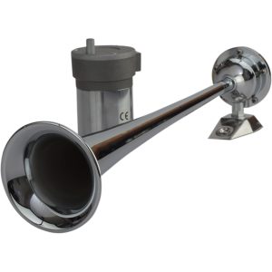 SEA-DOG 432510-1 CHROME PLATED TRUMPET AIRHORN LONG SINGLE W/COMPRESSOR