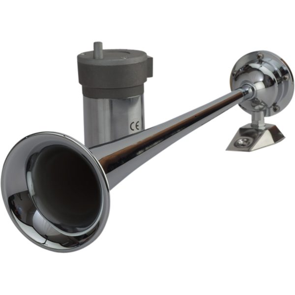 SEA-DOG 432510-1 CHROME PLATED TRUMPET AIRHORN LONG SINGLE W/COMPRESSOR