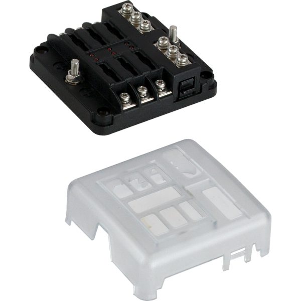 SEA-DOG 445185-1 BLADE STYLE LED INDICATOR FUSE BLOCK W/NEGATIVE BUS BAR - 6 CIRCUIT