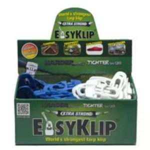 STORE SOLUT 48101-2-3-4 Tarpaulin Clip; EasyKlip; For Securing Tarps; White And Blue; 48 Pieces With Counter Display