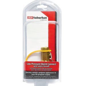 SUBURBAN LP-MQDV LOW PRESSURE PROPANE QUICK CONNECT, For Use With Low Pressure Gas Appliances; Female Quick Connect x 1/4 Inch Female NPT; Brass
