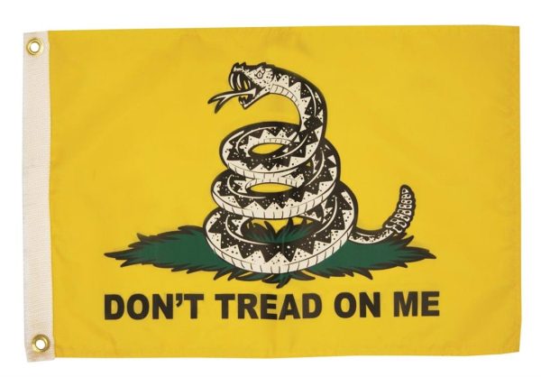 TAYLOR MADE 1617 Flag; Marine Series; Dont Tread On Me Military Flag; 18 Inch Length x 12 Inch Height; Nylon; With Brass Grommets