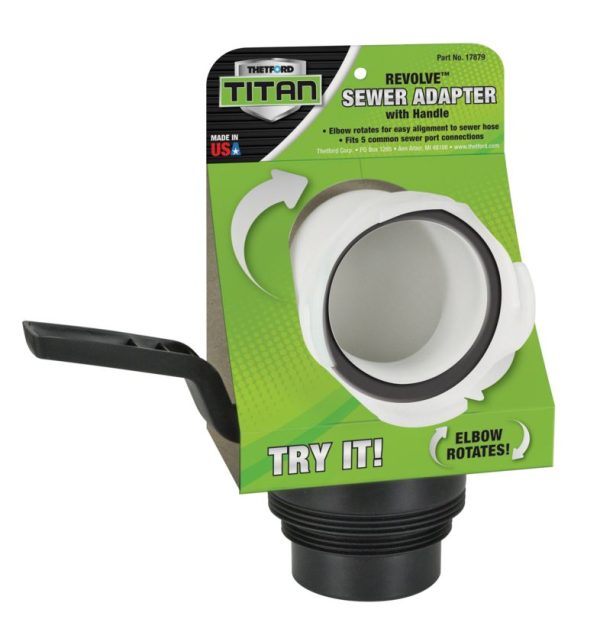 THETFORD 17879 Titan Revolve - Universal RV Sewer Hose Adapter with Handle for Dump Stations