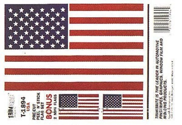 TRIMBRITE T1894 Sticker American Flag, White