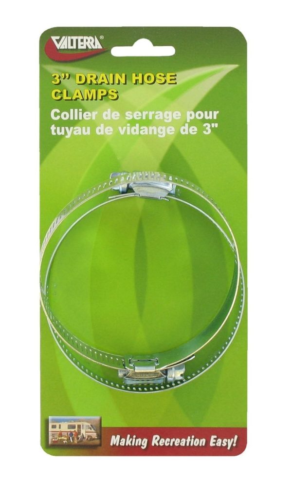VALTERRA H030058VP rv Sewer Water Tank Accessories Camper Parts - 3.5 INCH Drain Hose Clamp (Galvanized Steel, Adjustable Band)