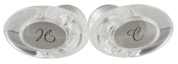 VALTERRA PF287029 HNDL SET CLR CAT LVR, Fits Catalina 2 Handle Faucet; Lever Handle; Clear; Acrylic; Set Of 2 With Blister Package; With Hot And Cold Button/ Screws