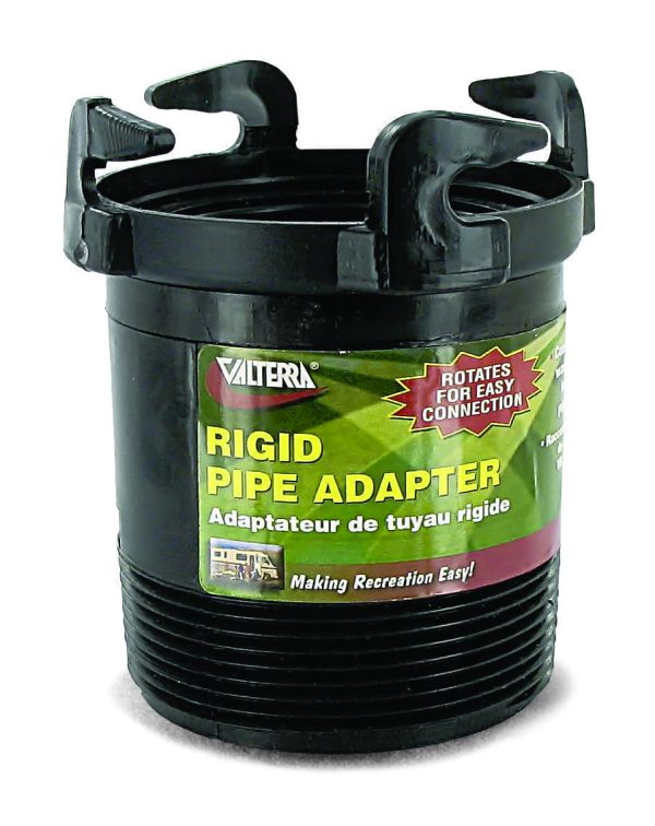 VALTERRA T1027 Rotating Rigid Sewer Pipe Bayonet Adapter with 3 INCH Male Thread x Bayonet Hooks, Black