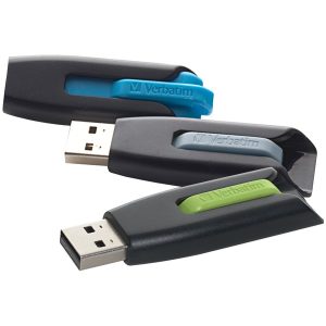 VERBATIM 99126 Store nFT Go V3 USB 3.0 Flash Drive (16GB; 3 pk; Blue/Gray/Green)