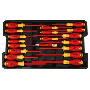 WIHA 32095 Insulated SoftFinish Screwdriver Cat III Voltage Detector Set Toolbox Tray - 19 Piece Set
