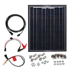 ZAMP SOLAR KIT1019 BATTERY MAINTAIN OBSIDIAN PANEL KIT, 25 Watt; 1.58 Amps Generates Output; 18.4 Volt Open Circuit Voltage; 17.6 Inch Length x 14.3 Inch Width x .67 Depth; Magnetic Mount; 8 Amp Charge Controller; Trickle Charging For Batteries