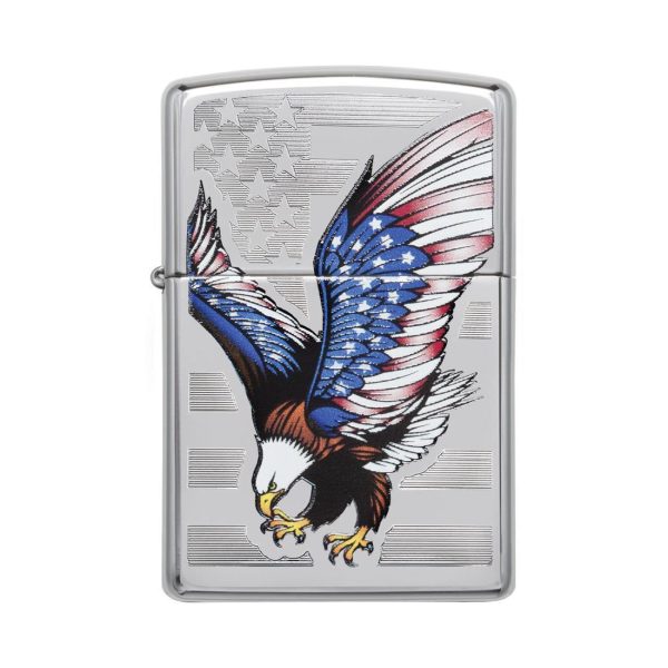 ZIPPO 28449 Windproof Lighter E-Star Award w/Patriotic Eagle Flag High Polish Chrome
