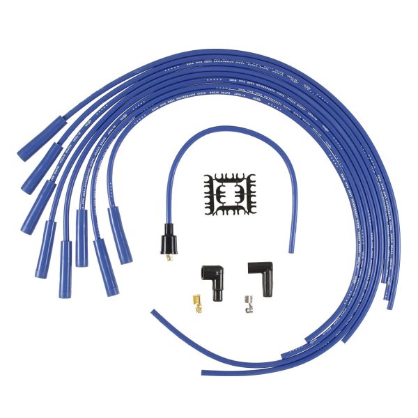 ACCEL 4040B Spark Plug Wire Set- 8mm - Blue Wire with Blue Straight Boots