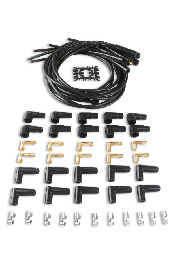 ACCEL 4040K Spark Plug Wire Set- 8mm - Black Wire with Black Straight Boots