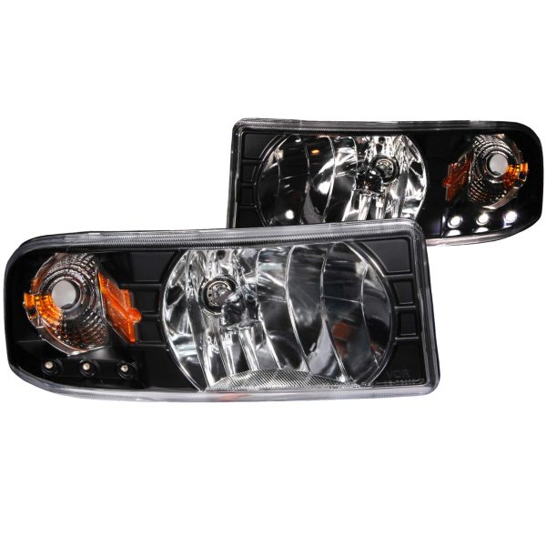 ANZO 111205 DODGE RAM 1500 94-01 / RAM 2500/3500 94-02/ RAM SPORT MODEL 94-98 CRYSTAL HEADLIGHTS BLACK w/L.E.D 1PC