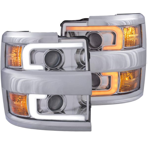 ANZO 111366 CHEVY SILVERADO 2500HD,3500HD 15-19 PROJECTOR SWITCHBACK HEADLIGHT CHROME W/AMBER (CHROME RIM)