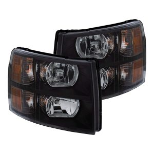 ANZO 111393 Crystal Headlight Set Clear Lens Black Housing White/Amber Crystal Headlight Set