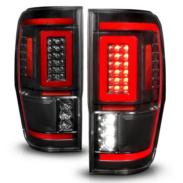 ANZO 311446 Tail Light Assembly; LED; Clear Lens; Black Housing; Red/ White Bulb With Reflector; Brake/ Turn Signal/ Parking/ Reverse Light And Running Light; Set Of 2