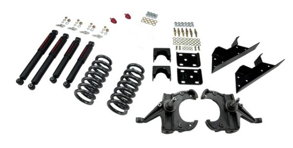 BELLTECH 707ND Lowering Kit; 4 Inch Front/ 6 Inch Rear Drop; Nitro Drop Shock Absorbers; With Drop Spindle Set/Coil Set/ And All Hardware