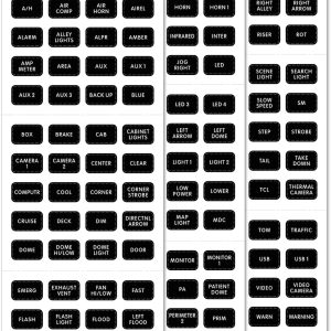 BLUE SEA 7870 LABEL KIT EV SM FORMAT 180 PK, For ST Blade Fuse Block; Rectangular; Black With White Letter; Set Of 180