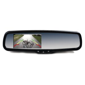 BRAND MOTION FLTW-7690 Universal 4.3 Display Mirror Rear View Mirror with Embedded LCD Screen | Backup Color View Turns On In Reverse | Compatible with All Backup Cameras