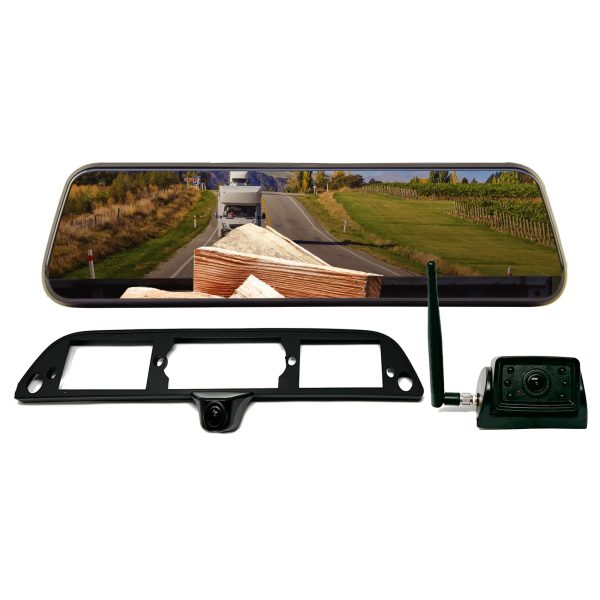 BRAND MOTION TRNS-2181 Wireless Transparent Trailer System w/Dual Rear Cameras and Display Mirror for Ford F-150 (2015-Current) and Super Duty (2017-Current) Edge to Edge Image Mirror Easy Install