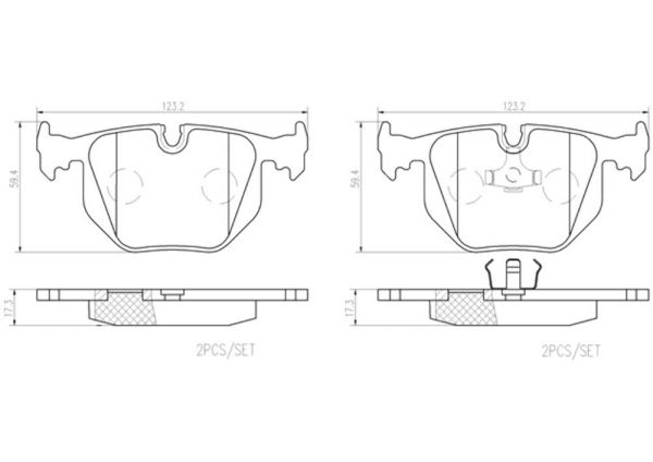 BREMBO P06016N Premium Ceramic Rear Disc Brake Pad Set of 4