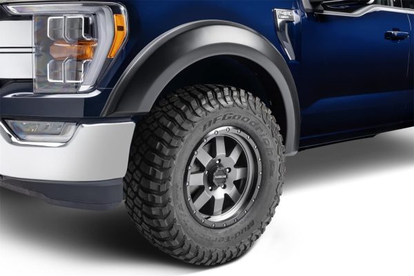 BUSHWACKER 20137-02 Extend-A-Fender Extended Front Fender Flares | 2-Piece Set, Black, Smooth Finish Fits 2021-2024 Ford F-150