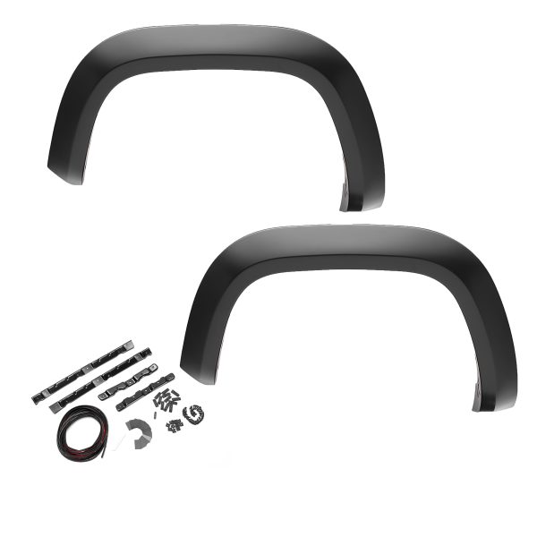 BUSHWACKER 20147-02 Extend-A-Fender Front Fender Flares | 2-Piece Set, Black, Smooth Finish | Fits 2023-2024 Ford F-250 / F-350