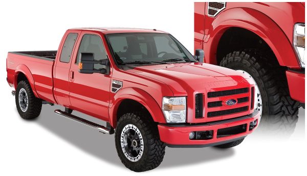 BUSHWACKER 20918-02 OE Style Factory Front & Rear Fender Flares | 4-Piece Set, Black, Smooth Finish Fits 2008-2010 Ford F-250 & F-350 Styleside Super Duty
