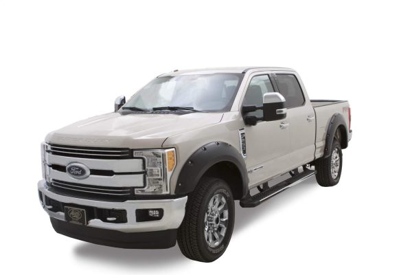 BUSHWACKER 20942-02 Pocket/Rivet Style Front & Rear Fender Flares | 4-Piece Set, Black, Smooth Finish Fits 2017-2022 Ford F-250, F-350 Super Duty