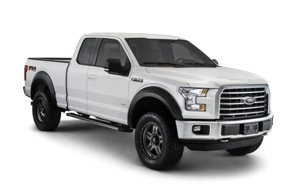 BUSHWACKER 20947-02 Extend-A-Fender Extended Front & Rear Fender Flares | 4-Piece Set, Black, Smooth Finish Fits 2018-2020 Ford F-150 (Excludes Models w/ Tech Package)