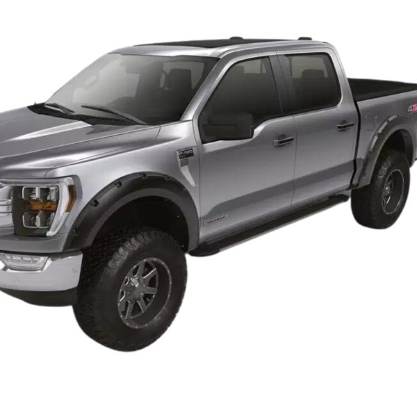 BUSHWACKER 28129-08 Forge Pocket/Rivet Style Front & Rear Fender Flares | 4-Piece Set, Black, Textured Finish Fits 2017-2022 Ford F-250. F-350, F-450 Super Duty