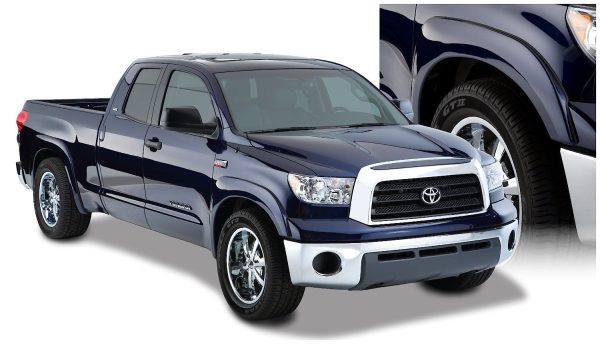 BUSHWACKER 30909-02 OE Style Factory Front & Rear Fender Flares | 4-Piece Set, Black, Smooth Finish Fits 2007-2013 Toyota Tundra Fleetside w/ Factory Mudflaps