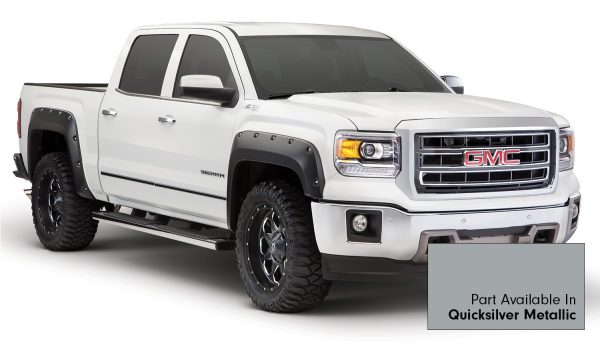 BUSHWACKER 40909-34 Pocket/Rivet Style Color-Matched Front & Rear Fender Flares | 4-Piece Set, Black, Smooth Finish Fits 2022-2024 GMC Sierra 1500 w/ 5.8FT Bed