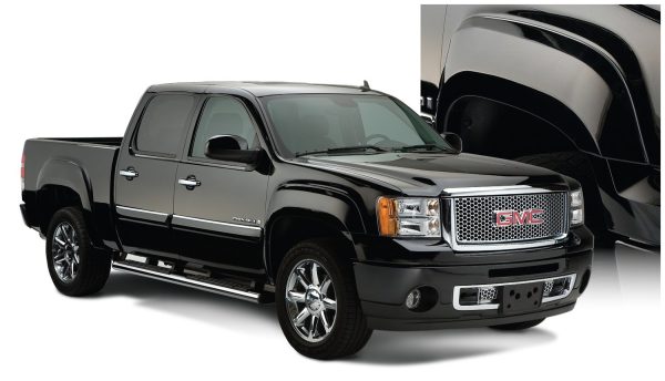BUSHWACKER 40926-02 OE Style Factory Front & Rear Fender Flares | 4-Piece Set, Black, Smooth Finish Fits 2007-2013 GMC Sierra 1500/2500 HD/3500 HD w/ 6.6FT or 8.1FT Bed (Excludes Dually)