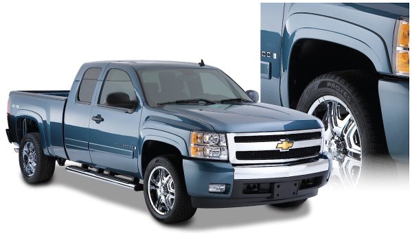 BUSHWACKER 40941-02 OE Style Factory Front & Rear Fender Flares | 4-Piece Set, Black, Smooth Finish Fits 2007-2013 Chevrolet Silverado 1500 w/ 5.8FT Bed