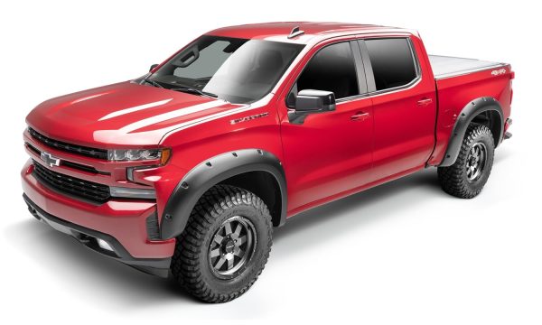 BUSHWACKER 48140-08 Forge Pocket/Rivet Style Front & Rear Fender Flares | 4-Piece Set, Black, Textured Finish Fits 2019-2021 Chevrolet Silverado 1500; 2022 Silverado 1500 Limited