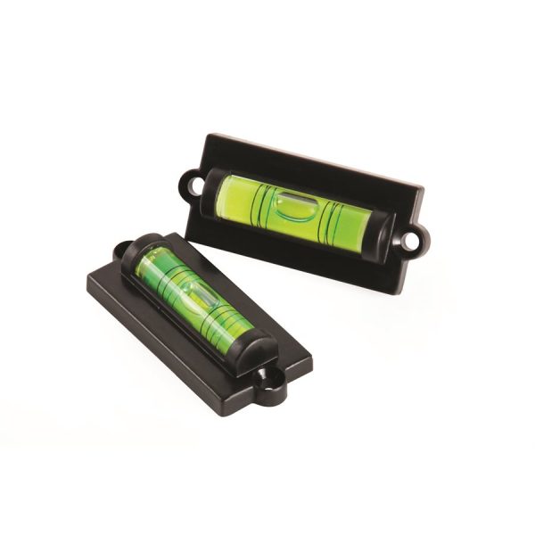 CAMCO 25523 RV Level; Bubble Type; Side-to-Side and Front- to-Rear Leveling; Self Adhesive Mount or Screw On Mount; Set of 2