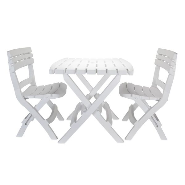 CAMCO 51640 Outdoor Folding Table and Chair Set, White