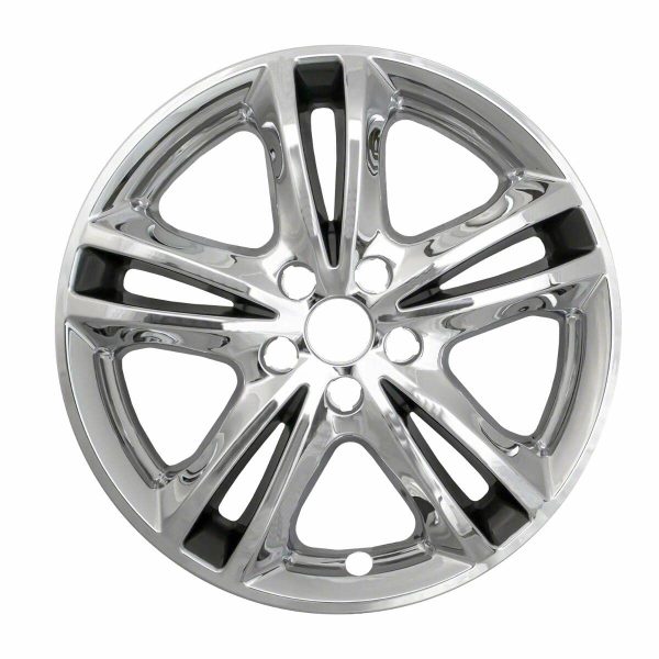 COAST TO COAST IWCIMP447CC Wheel Skin; IMPOSTOR; 17 Inch; 5 V Spokes; Snap-On; Plated; Chrome/ Charcoal; ABS Plastic; Set Of 4