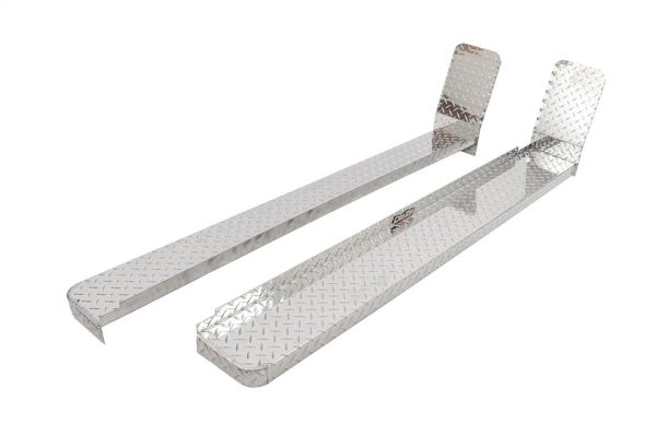 DEE ZEE 2044 Running Board; Brite-Tread; Powder Coated; Silver; Brite Tread Aluminum; Unlighted; Full Length; Weight Capacity 350 Pound; Set Of 2