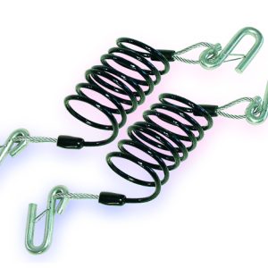 DEMCO 9523003 SAFETY CABLE KIT, 7000 Pound Rated; 86 Inch Extended Length; Vinyl Coated Steel; Coiled; With Hooks; Set Of 2