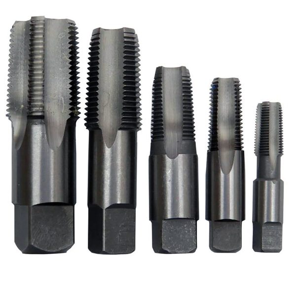 DRILL AMERICA POUCSNPT5 AMERICA Carbon Steel NPT Pipe Tap Set In Carry Pouch 1/8 INCH - 3/4 INCH (5 Piece Set)