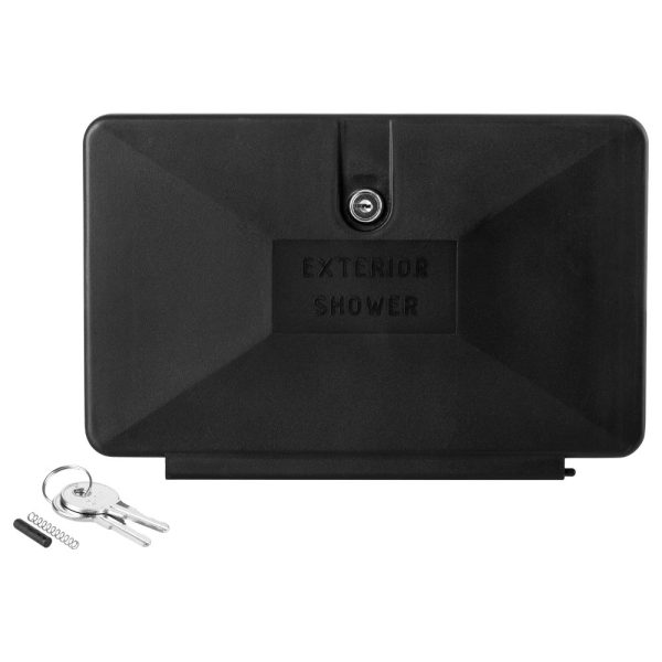 DURA FAUCET DF-SA170D-BK RV Weatherproof Replacement Door Brand Exterior Shower Box Kit - Lockable (Black) - Only works Branded Shower Box Kits