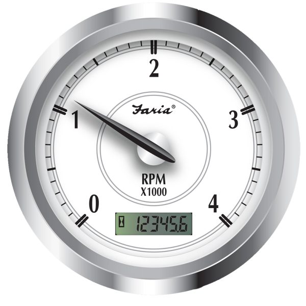 FARIA 45006 NEWPORT SS 4 INCH TACHOMETER W/HOURMETER FORDIESEL W/MAGNETIC PICK-UP - 4000 RPM
